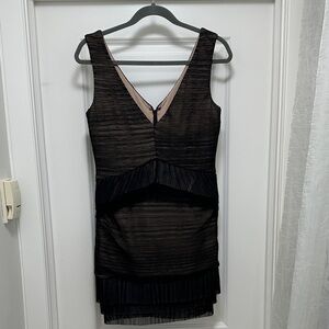 BCBGMaxAzria Black Textured Backless Dress